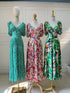 Summer V-Neck Puff Sleeves Back Tie Maxi Dress
